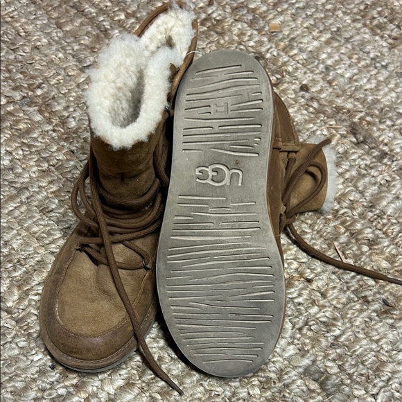 UGG Brown Shearling Lined Moccasins - Picture 6 of 7